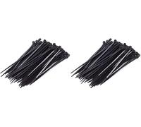 PARENCE. - Set of 100 Plastic Cable Ties - 100 Pieces, Serflex, Flanges, Rislan - 100x2.5mm, Black (Pack of 2)