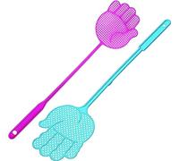 PARENCE. - Set of 2 Hand Shaped Fly Swatters, Length 48.5 cm, Random Color (Yellow, Green, Orange, Blue, Red, Purple)