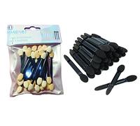 PARENCE - Set of 20 Disposable Eye Shadow Brushes, Eye Shadow Makeup Tools, Double-Sided Sponge with Point, for Makeup Application, Black/Black