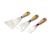 PARENCE. - Set of 3 DIY spatulas - Carbon Steel and Wood Handle | Spatula for plastering, plastering, Smoothing and Stripping - 3 Pieces