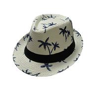 Parent Child Adult Beach Wind Travel Tree Printing Paper Straw Jazz Hat Seaside Sun Hat Wrap Around Visor Work Hats for Summer Protective Mens Summer Hats and Caps Beach Hat White
