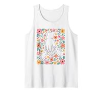 Parent Child Holding Hands Floral Line Art Tank Top