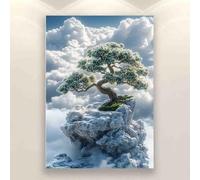 Parent-Child Jigsaw Puzzle 500 Piece Japanese Bonsai Tree with Quiet Night Sky Family Interactive Fun Puzzle Home Decoration