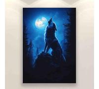 Parent-Child Puzzle 1000 Pieces Lone Wolf in The Moonlight Western Wilderness Night Sky Parent-Child Family Fun Leisure Puzzle Beginners