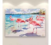 Parent-Child Puzzle 1000 Pieces Pink Flamingos on The Water of Cuban Lagoon Large Educational Family Entertainment Toys for Adults