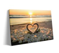 Parent-Child Puzzle 1000 Pieces Valentine's Day Romantic Beach Sunset with Heart Shaped Book Pages and Rose Petals Inspirational Love Quotes