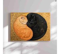 Parent-Child Puzzle 500 Pieces Black Cat and Orange Cat Sleeping Posture Difficult,challenging,Cool Holiday Puzzle Gifts