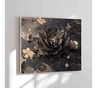 Parent-Child Puzzle 500 Pieces Lotus Black and Gold Lotus for Players Who Like to Challenge The Difficult and Unlock More Complex Patterns in Hd