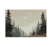 Parent & Child Star Gazing Canvas Poster Bedroom Decor Landscape Office Room Decor Gift 08x12inch(20x30cm)