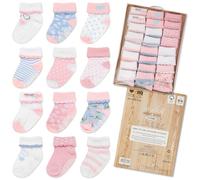 Parent - infancie Baby Socks with Grippers (0-6 Months, Pink)