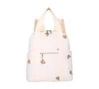 Parent Travel Backpack with Dedicated Bottle Compartments Flower/Bear Pattern Waterproof Fabric for Outdoor Activity Thick Strap Parenting Travel Bag