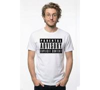 Parental Advisory Men's Explicit Content T-Shirt in White | Size: Small Parental Advisory White S