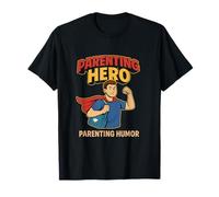 Parenting Humor Superhero Design Red Blue White T-Shirt