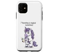 Parenting Is Magical Sometimes Funny Tired Unicorn Design Case for iPhone 11