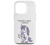 Parenting Is Magical Sometimes Funny Tired Unicorn Design Case for iPhone 13 Pro