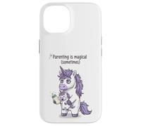 Parenting Is Magical Sometimes Funny Tired Unicorn Design Case for iPhone 14