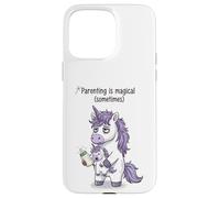Parenting Is Magical Sometimes Funny Tired Unicorn Design Case for iPhone 15 Pro Max