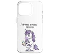 Parenting Is Magical Sometimes Funny Tired Unicorn Design Case for iPhone 16 Pro