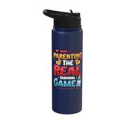 Parenting The Real Survival Game Funny Parents Stainless Steel Insulated Water Bottle