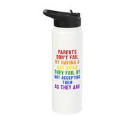 Parents Support LGBTQ+ Kids Rainbow Pride Message Stainless Steel Insulated Water Bottle
