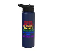 Parents Support LGBTQ+ Kids Rainbow Pride Message Stainless Steel Insulated Water Bottle