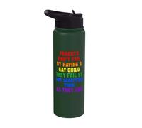 Parents Support LGBTQ+ Kids Rainbow Pride Message Stainless Steel Insulated Water Bottle