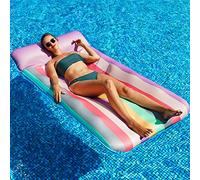 PARENTSWELL Oversized Pool Float - 72" x 36", X-Large, Fabric-Covered Pool Lounger with Headrest