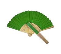Parev Green Paper Foldable Hand Held Bamboo Wooden Fan