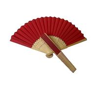 Parev Red Paper Foldable Hand Held Bamboo Wooden Fan