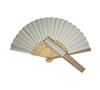 Parev Rice White Paper Foldable Hand Held Bamboo Wooden Fan
