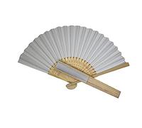 Parev White Paper Foldable Hand Held Bamboo Wooden Fan