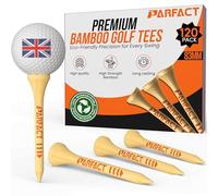 ParFact Golf Tees Wooden | Pack of 120 | Durable Biodegradable Bamboo 83mm Size with Height Markings | Eco-Friendly for Beginners & Pros (NATURAL)