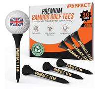 ParFact Golf Tees Wooden | Pack of 30 | Durable Biodegradable Bamboo Golf Tees 70mm Size with Height Markings | Eco-Friendly for Beginners & Pros (BLACK)