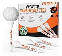 ParFact Golf Tees Wooden | Pack of 60 | Durable Biodegradable Bamboo 70mm Size with Height Markings | Eco-Friendly for Beginners & Pros (WHITE)