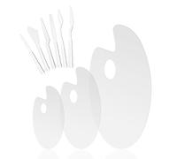 PARFCO 3 pcs Artist Palettes + 6 Painting Knives Set Artist Palette - Lightweight Plastic Pallets, Ideal as Paint Palette for Kids' Art, Crafts & Parties