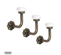 PARFCO 3 Piece Vintage Coat Hook, Ceramic Wall Hanger, Zinc Alloy with 6 Screws, Wall Hooks for Hanging Clothes, Hats