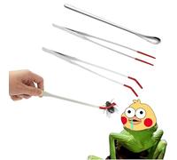 PARFCO Aquarium Tweezers, 27 cm, 2 Pieces Long Tweezers, Stainless Steel Tweezers Set, with 22.5 cm Feeding Spoon, Tweezers Plastic Head, for Feeding Reptiles, Clamps, Water Tank Plants