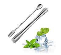 PARFCO Cocktail Muddler, 22.6 cm Long Mojito Kit, Silver Cocktail Stirrers, Cocktail Shaker Set, Bar Accessories, for Bars, Kitchens, Restaurants
