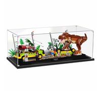PARFCO Display Case Compatible with Lego 76956 Jurassic Park T. Rex Breakout, Dust-Proof Acrylic Display Box (Black Base)