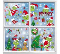 Pargleev 9 Sheets Mega Bundle of 124 Reusable Christmas Glass Window Clings Decal Stickers - Glass Snowflakes Deer Christmas Tree for Winter Frozen Party Supplies Wonderland Decorations