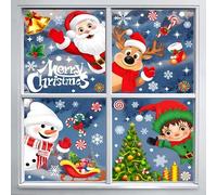 Pargleev 9 Sheets Mega Bundle of 268 Reusable Christmas Window Clings Decal Stickers - Snowflakes Deer Father-Christmas Snowman for Winter Frozen Party Supplies Wonderland Decorations