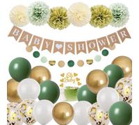 Pargleev Baby Shower Sage Green Gold Decorations Neutral Baby Shower Balloons Set for Gender Reveal Party Decorations