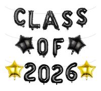Pargleev Class of 2025 2026 Graduation Decorations, 16 Inch Black Foil Balloons Freely Combine 2025/2026, 18 Inch Star Balloons for High School College Grad Gift Ins Photo Party Supplies