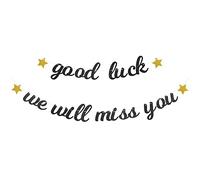 Pargleev Good Luck We Will Miss You Glitter Banner 2025 Graduation Congratulations Party Decorations Black Gold