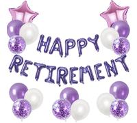 Pargleev Happy Retirement Balloons Banner, Retirement Party Decoration We Will Miss You Retired Balloons Ideal for Women Man Party Supplies Purple