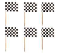 Parieo 100 Pieces Checkered Racing Flag Black and White Chequered Flag Party Toothpick Flags Cupcake Toppers