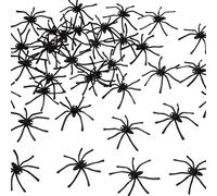 Parieo 50 Pieces Spooky Black Plastic Spiders Fake Spiders Prank Realistic Scary Spiders for Halloween Party Decorations