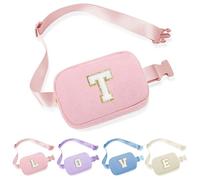 Parima Birthday Gifts, Fanny Packs for Women Cross Body Birthday Gifts for 4 5 6 7 8 9 10 11 12 13 14 Year Old Girls Small Initial Pink Cross Body Belt Bag for Girls Sister Daughter Gifts (Pink T)