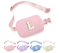 Parima Birthday Gifts for 4 5 6 7 8 9 10 11 12 13 14 Year Old Girls - Initial Fanny Pack Belt Bag Purse for Girls Teens Daughter Sister, Preppy Skincare Stuff, Trendy Stuff for Teen Girls (Pink L)