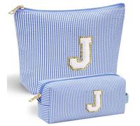 Parima Birthday Gifts for Best Friend Woman, Makeup Bag Travel Cosmetic Bag Makeup Pouch Makeup Bag Organizer Beauty Bag Wife Gifts Ideas Daughter Gifts Thank You Gifts Preppy Stuff for Girl Blue J